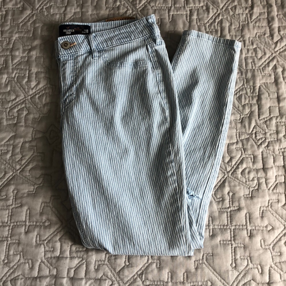 Striped Hollister Crop Jeans